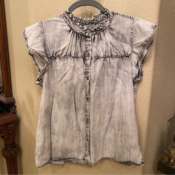 RAILS Women Ruthie Charcoal Cloud Wash Button Short Sleeve Top Size Small - Picture 1 of 6